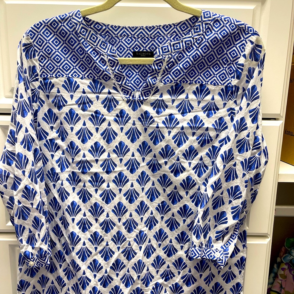 Talbot’s navy and white blouse. Size medium